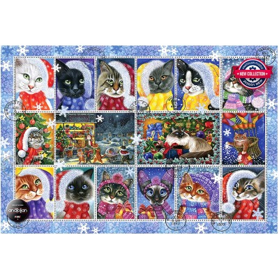 Puzzle Perre-Anatolian-1103 Christmas Cat Stamp Collection