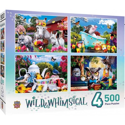 Master-Pieces-32171 4 Puzzles - Wild & Whimsical