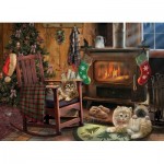 Puzzle  Cobble-Hill-85068 XXL Teile - Kittens by the Stove