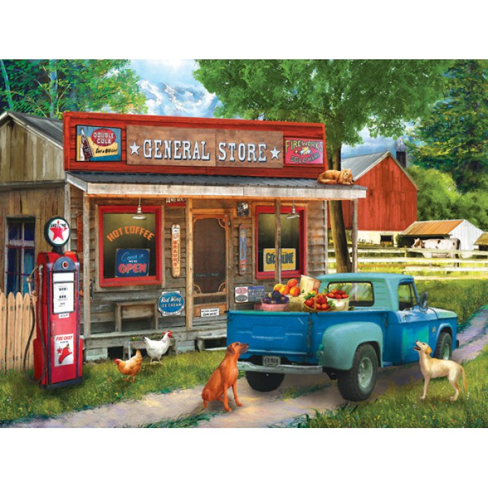 Puzzle Sunsout-28842 Tom Wood - A Stop at the Store
