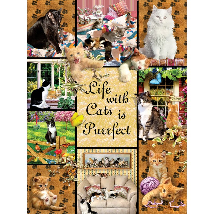 Puzzle Sunsout-35215 Mit Katzen ist das Leben Schnurriger