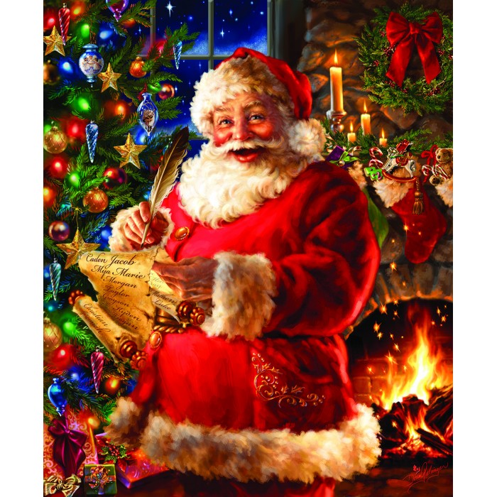 Puzzle  Sunsout-57159 Santa Überprüft die List