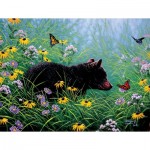 Puzzle   XXL Teile - Black Bear and Butterflies