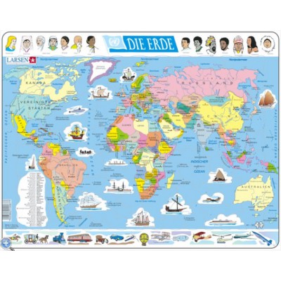 Larsen-K1-DE Rahmenpuzzle - Weltkarte