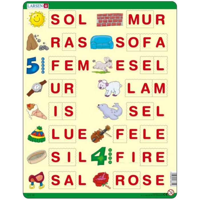 Larsen-LS15 Rahmenpuzzle - Buchstabieren lernen 1 (auf Norwegisch)