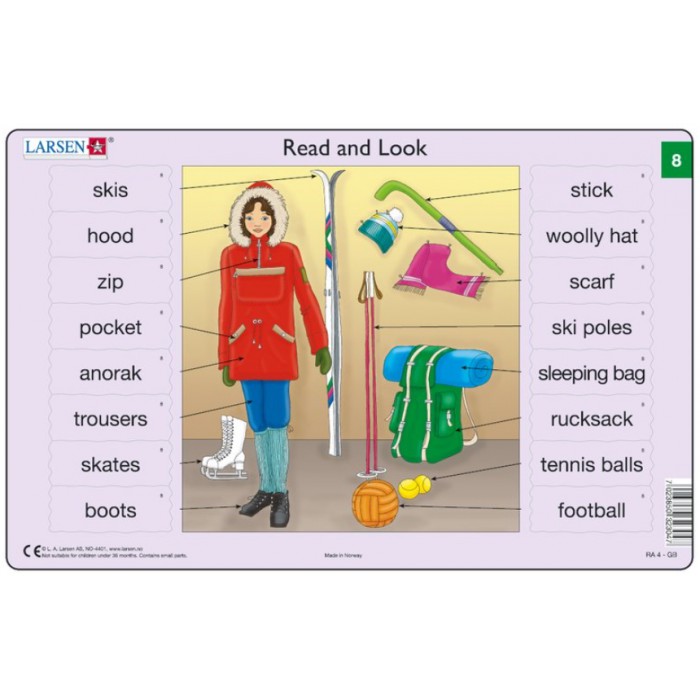 Larsen-xRA4-8 Rahmenpuzzle - Read and Look 8 (auf Englisch)