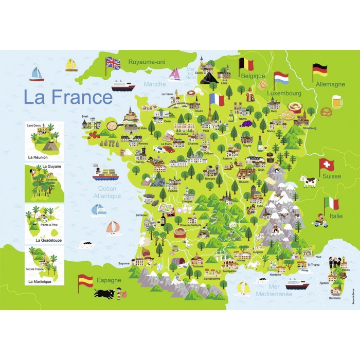 Puzzle  Nathan-86732 Frankreichkarte
