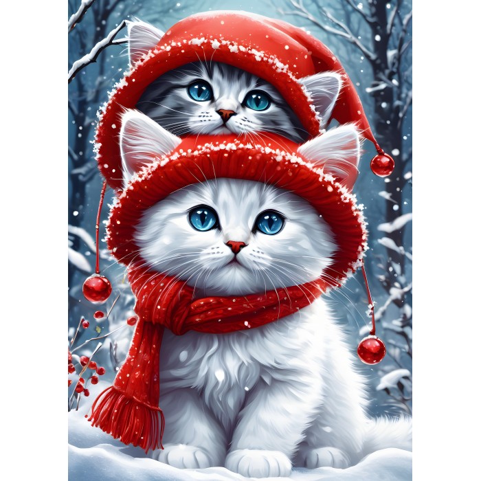 Puzzle  Bluebird-Puzzle-F-90802 Kitties in the Winter