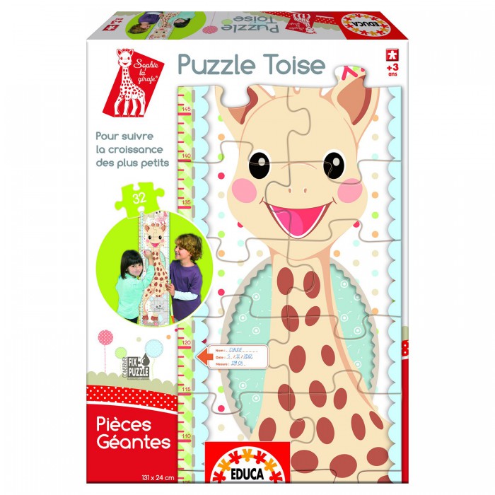 Educa-15505 Messlattenpuzzle mit 32 Riesenteilen: Sofie die Giraffe