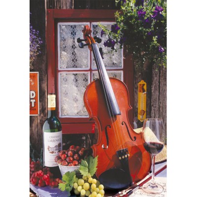 Puzzle Educa-15790 Alberto Rossini - Violin and Still Life with Grapes