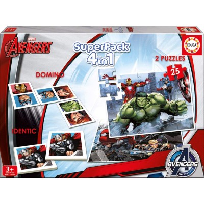 Puzzle Educa-16692 Superpack 4 in 1 - Marvel Avengers