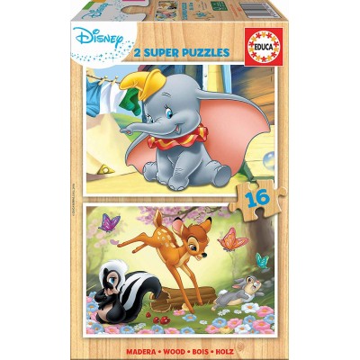 Educa-18079 Holzpuzzle - Disney - Dumbo & Bambi