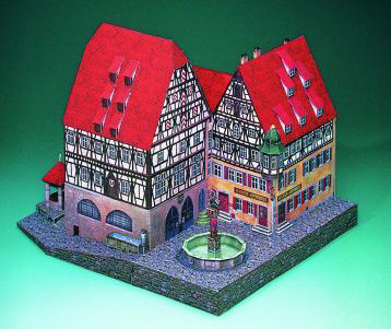 Puzzle Schreiber-Bogen-72474 Kartonmodelbau: Marienapotheke und Gewerbehalle (Rothenburg o.d. Tauber)