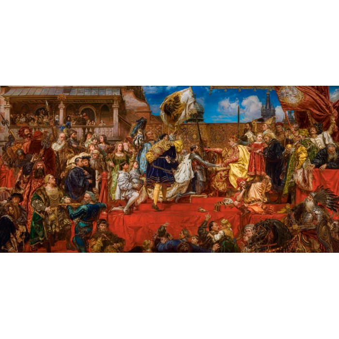Puzzle Castorland-400386 Art Collection - Die preußische Huldigung, Jan Matejko