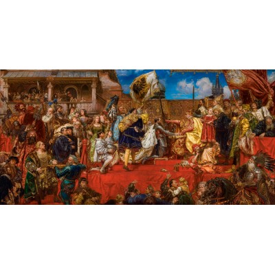 Puzzle Castorland-400386 Art Collection - Die preußische Huldigung, Jan Matejko