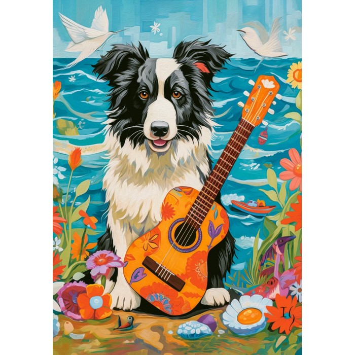 Collie, Gitarre und Meer