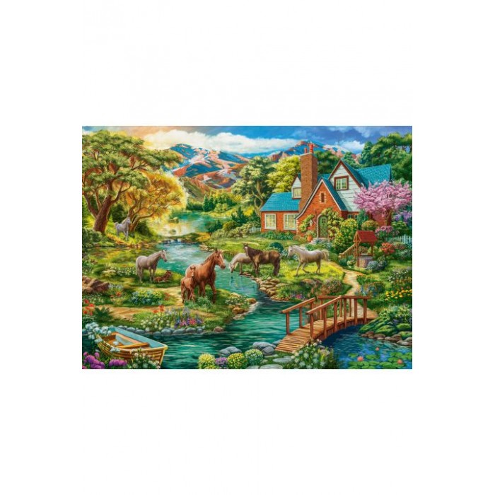 Puzzle   Idyllisches Haus mit Pferden