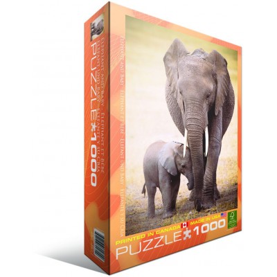 Puzzle Eurographics-6000-0270 Elefantenmutter mit Jungtier