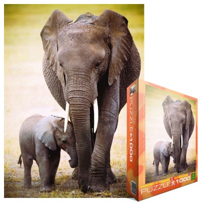 Puzzle Eurographics-6000-0270 Elefantenmutter mit Jungtier