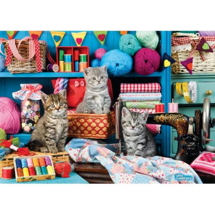 Puzzle  Eurographics-6748-6020 Connecting Pieces - Kittens in the Sewing Room