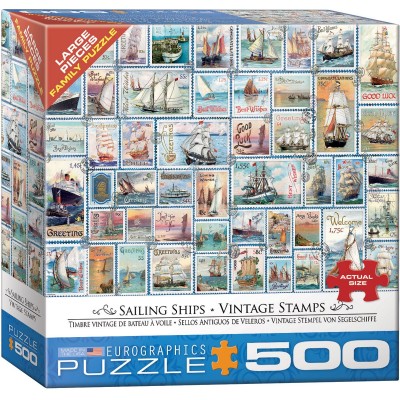 Puzzle Eurographics-8500-5357 XXL Teile - Sailing Ships - Vintage Stamps