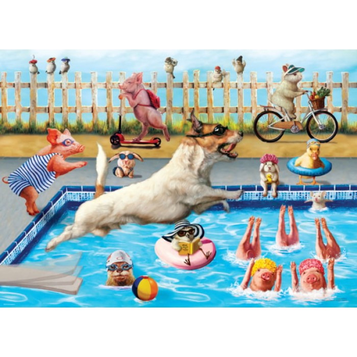 Puzzle   XXL Teile - Verrückte Poolparty von Lucia Heffer