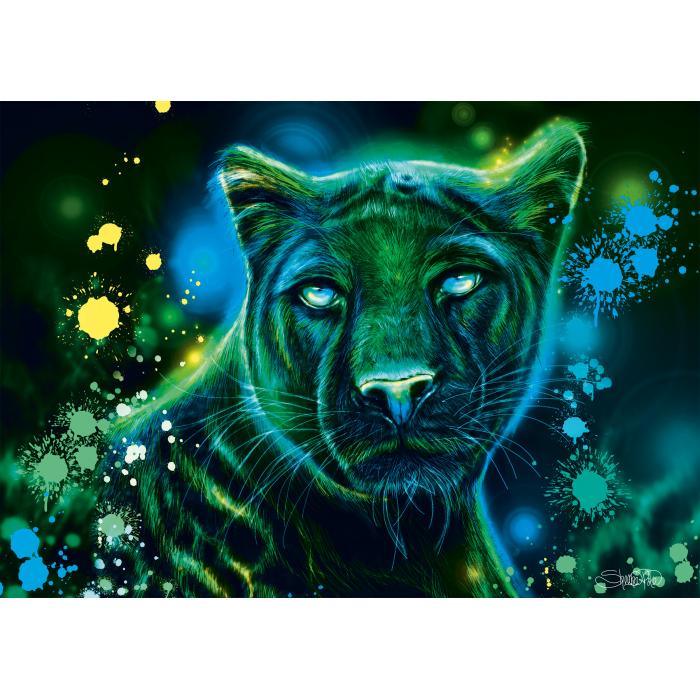 Puzzle   Neon Blau-Grüner Panther