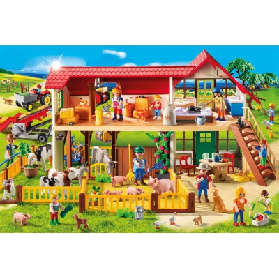 Puzzle Schmidt-Spiele-56163 Playmobil, Bauernhof, inklusive Figur