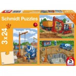  Schmidt-Spiele-56200 3 Puzzles - Auf der Baustelle
