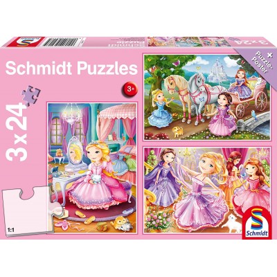 Schmidt-Spiele-56217 3 Puzzles - Märchenhafte Prinzessin