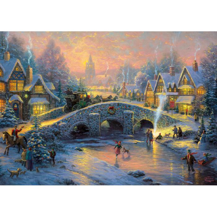 Puzzle  Schmidt-Spiele-58450 Winterliches Dorf