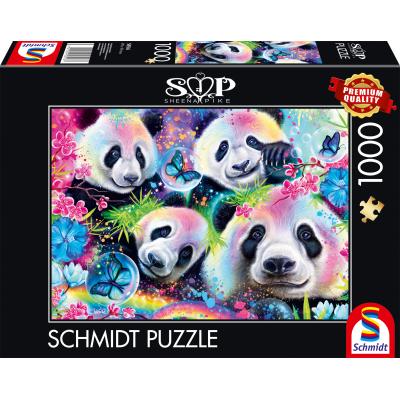 Puzzle Schmidt-Spiele-58516 Neon Blumen-Pandas