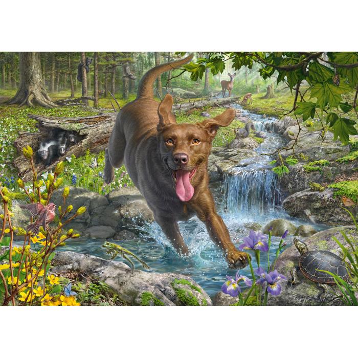 Puzzle  Schmidt-Spiele-58559 Mark Fredrickson - Retriever im Frühling