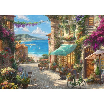 Puzzle Schmidt-Spiele-59624 Thomas Kinkade - Café an der italienischen Riviera