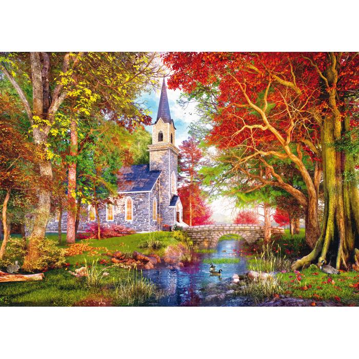 Puzzle  Schmidt-Spiele-59788 Kapelle im Herbstzauber