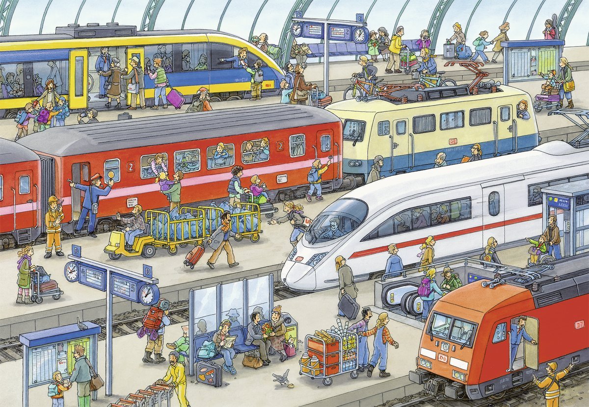 Trubel am Bahnhof - 2x24 Teile Puzzle-Set - Ravensburger Puzzle online  kaufen