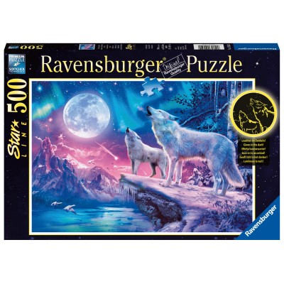 Puzzle Ravensburger-00476 Star Line - Wolf im Nordlicht