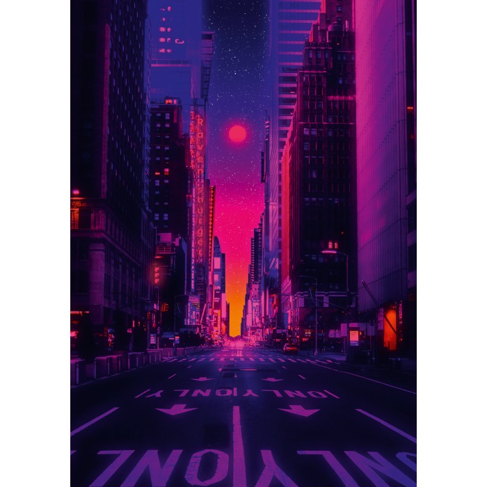 Puzzle  Ravensburger-01436 Die Neonlichter von New York