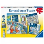  Ravensburger-05088 3 Puzzles - Auf Weltraummission mit Tom und Mia