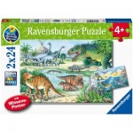  Ravensburger-05128 2 Puzzles - Dinosaurs and their Habitats