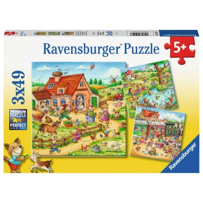 Ravensburger-05249 3 Puzzles - Ferien auf dem Land