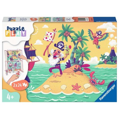 Ravensburger-05591 2 Puzzles - Puzzle & Play - Piraten