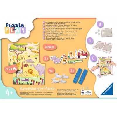Ravensburger-05594 2 Puzzles - Puzzle & Play - Safari