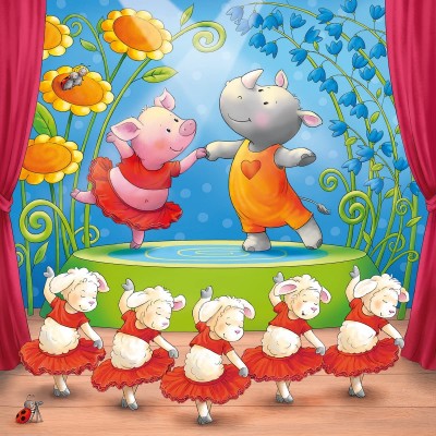Ravensburger-05638 3 Puzzles - Tiere auf der Bühne