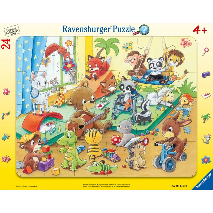 Puzzle Ravensburger-05662 Im Tierkindergarten