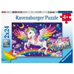  Ravensburger-05677 2 Puzzles - Einhorn und Pegasus
