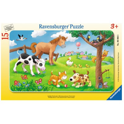 Ravensburger-06066 Rahmenpuzzle - Knuffige Tierfreunde
