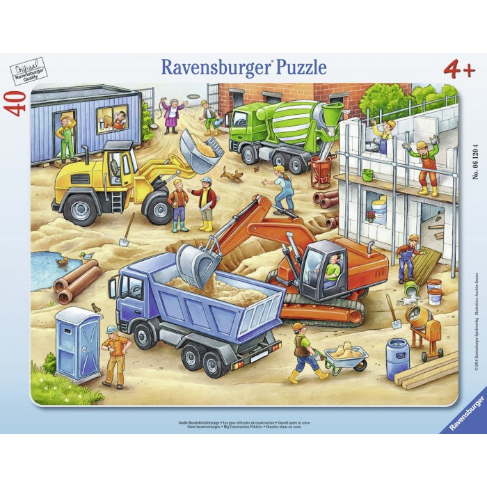 Ravensburger-06120 Rahmenpuzzle - Große Baustellenfahrzeuge
