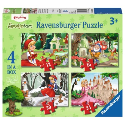 Ravensburger-06945 4 Puzzles - Enchanting Märchenwald