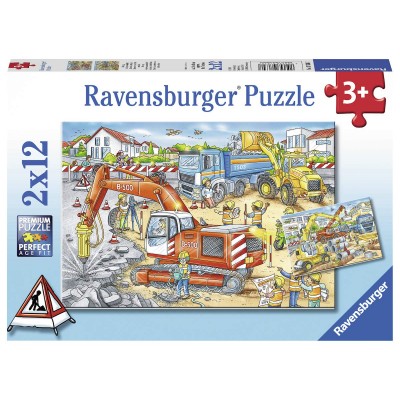 Ravensburger-07630 2 Puzzles - Baustelle